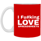 I Fucking Love Spreadsheets Accountant Gift 11 oz. White Mug