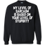 My Level Of Sarcasm Is Based On Your Level Of Stupidity Crewneck Pullover Sweatshirt  8 oz.