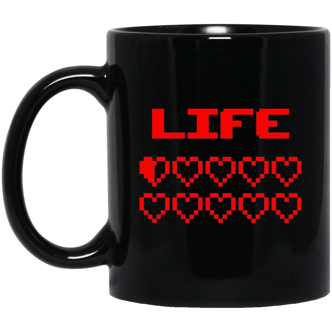 Gaming Life Bar (Game Hearts Health Bar) 11 oz. Black Mug Secondary image