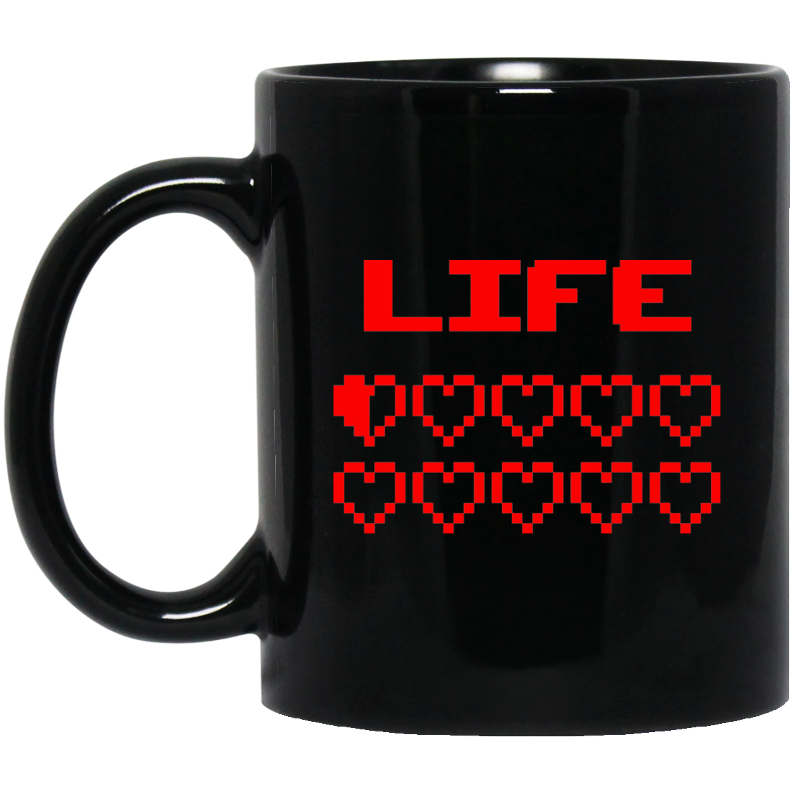 Gaming Life Bar (Game Hearts Health Bar) 11 oz. Black Mug