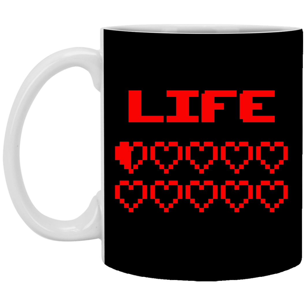 Gaming Life Bar (Game Hearts Health Bar) 11 oz. White Mug