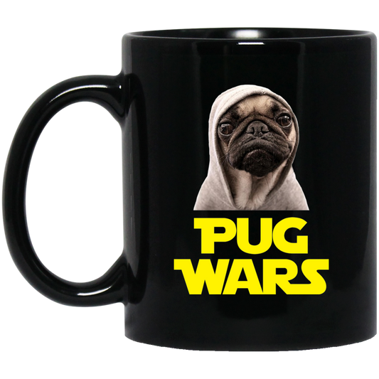 Pug Wars 11 oz. Black Mug