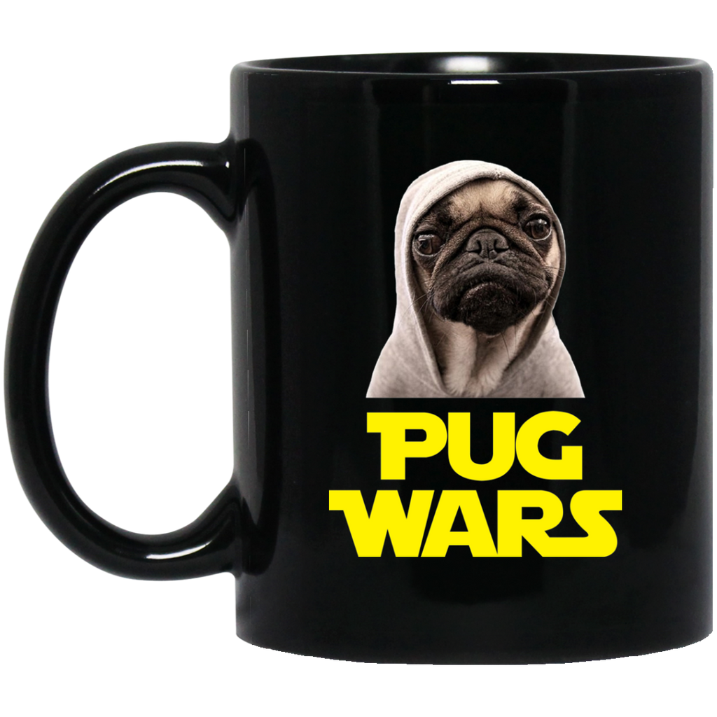 Pug Wars 11 oz. Black Mug