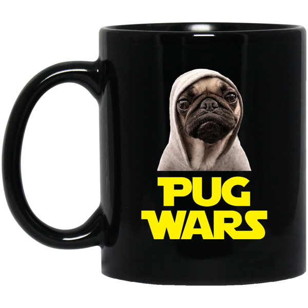 Pug Wars 11 oz. Black Mug