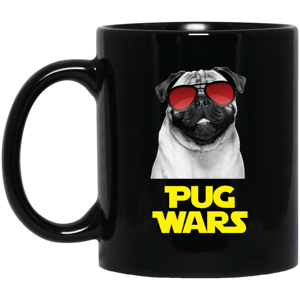 Pug Wars 11 oz. Black Mug