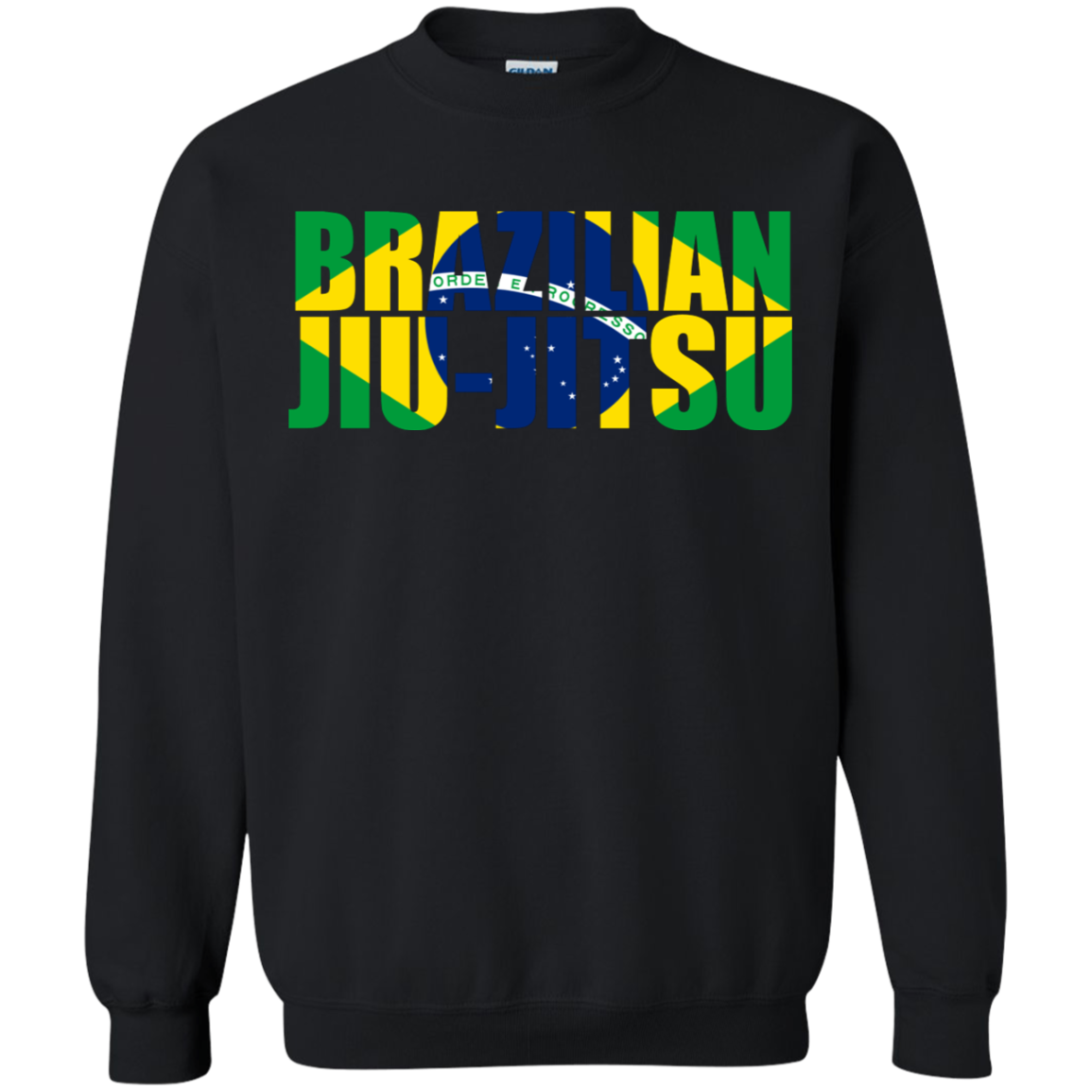 Brazilian Jiu Jitsu Flag 3 BJJ Crewneck Pullover Sweatshirt  8 oz.