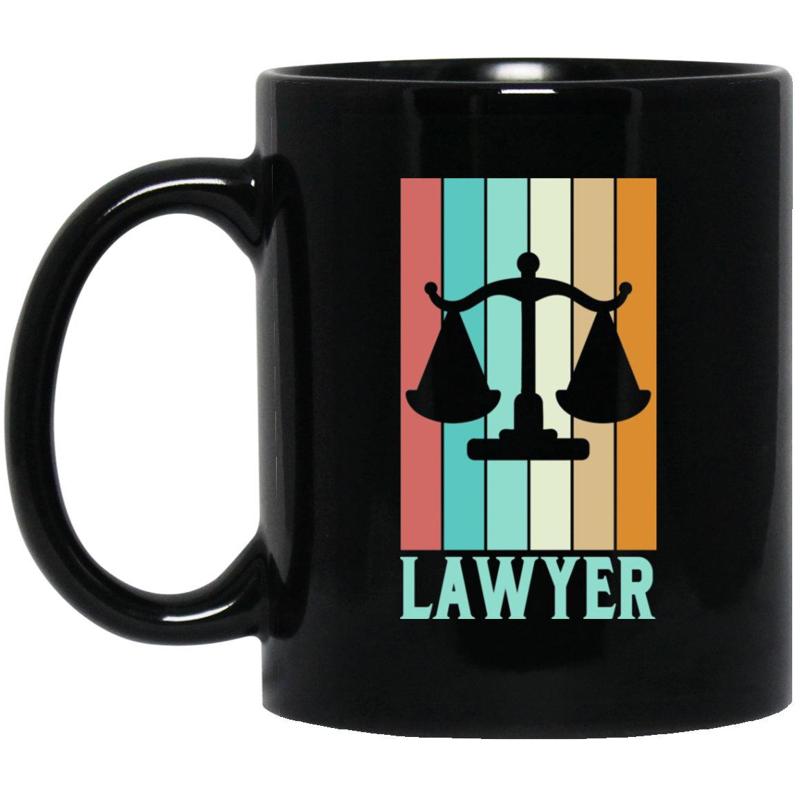 Lawyer Scales Of Justice Mug | Lawyer Retro Mug | Lawyer In Training Black Mug Secondary image