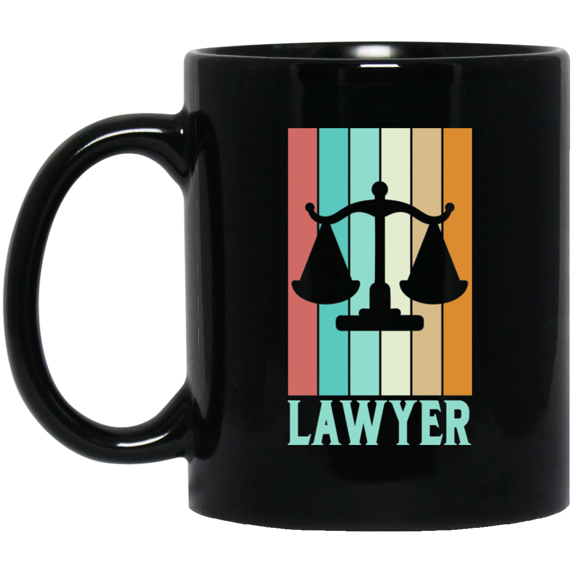 Lawyer Scales Of Justice Mug | Lawyer Retro Mug | Lawyer In Training Black Mug