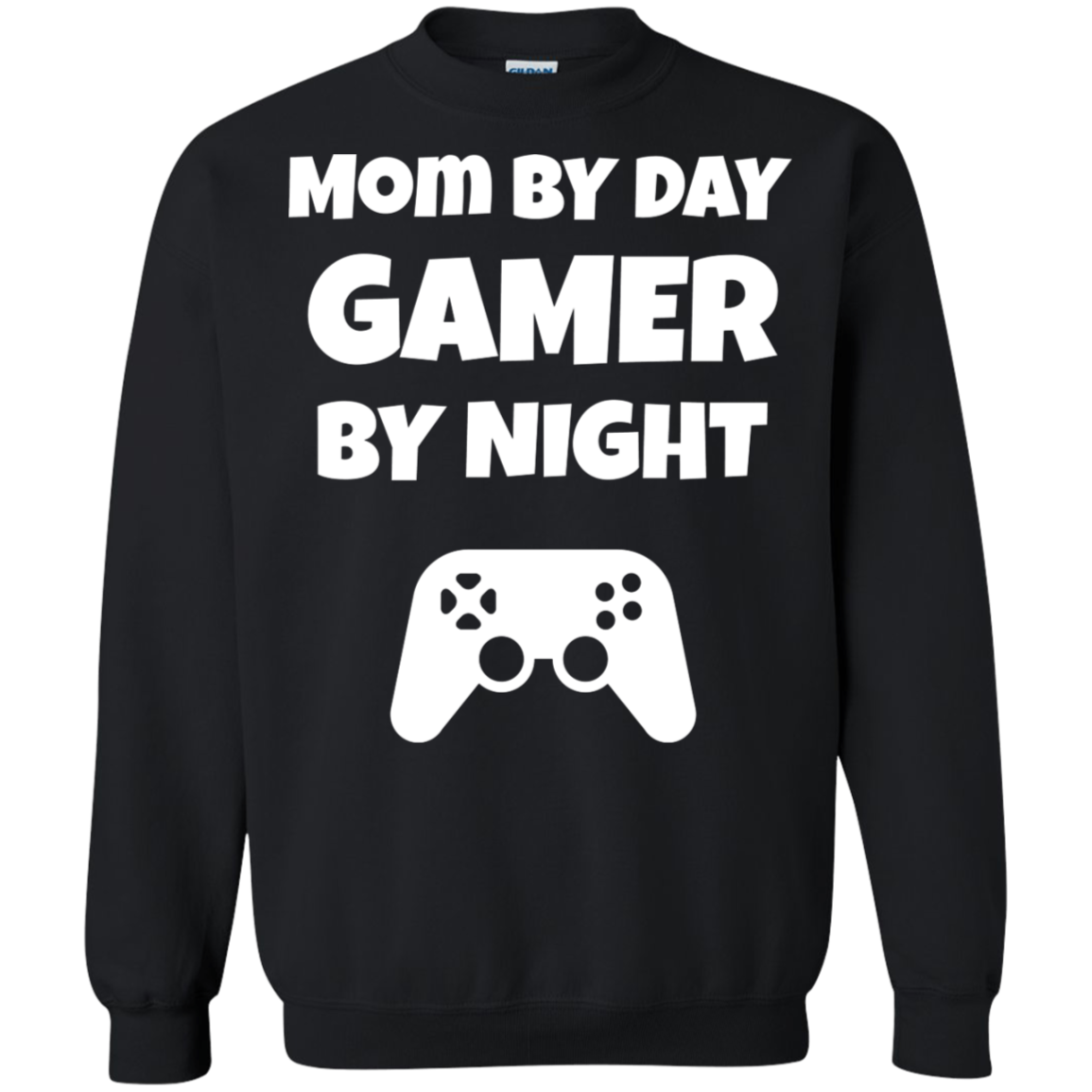Mom By Day Gamer By Night Video Gamer Crewneck Pullover Sweatshirt  8 oz. Main image