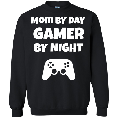 Mom By Day Gamer By Night Video Gamer Crewneck Pullover Sweatshirt  8 oz.