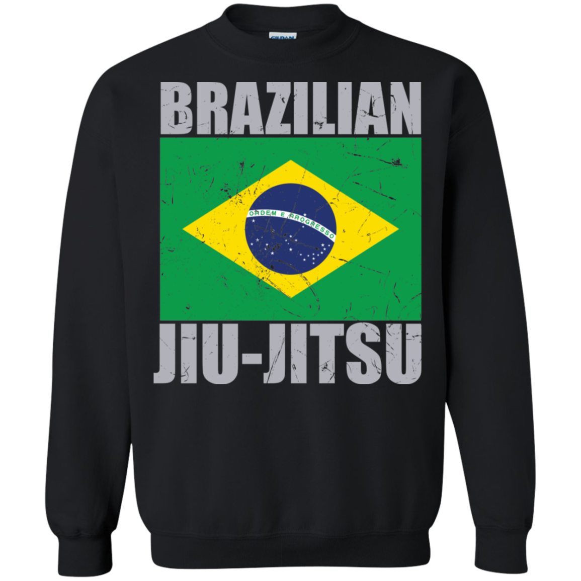 Brazilian Jiu Jitsu Flag 2 BJJ Crewneck Pullover Sweatshirt  8 oz.