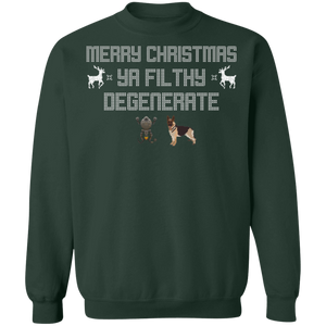 Merry Christmas Ya Filthy Degenerate Green Xmas Sweatshirt