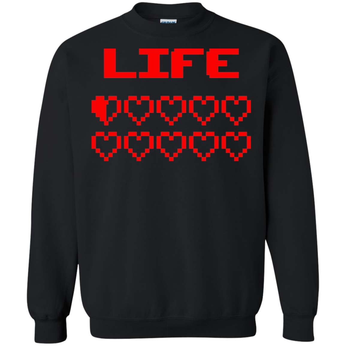 Gaming Life Bar Game Hearts Health Bar - Video Gaming Crewneck Pullover Sweatshirt  8 oz.