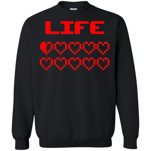 Gaming Life Bar Game Hearts Health Bar - Video Gaming Crewneck Pullover Sweatshirt  8 oz.