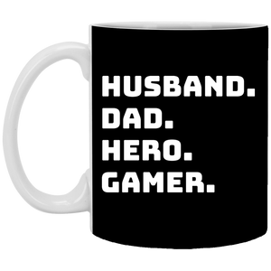 Husband Dad Hero Gamer 11 oz. White Mug