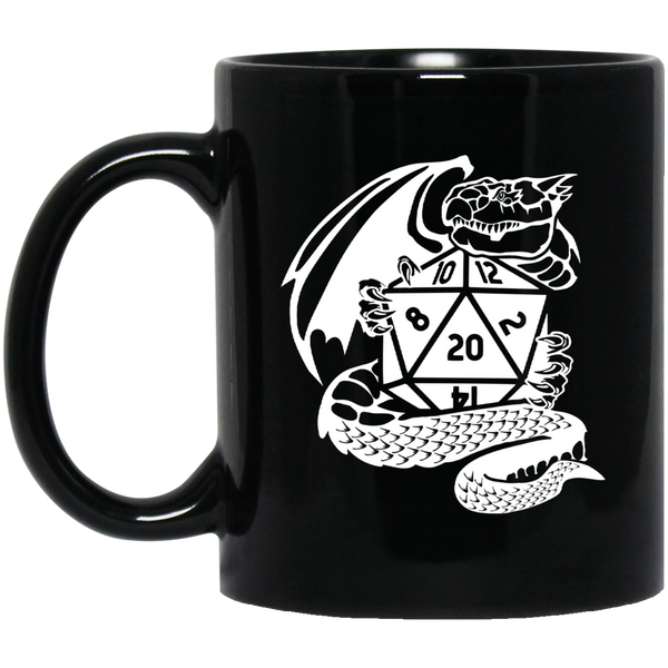 Dragon Fantasy RPG Dice Mug | Dungeon Master Mug | Tabletop RPG | Tabletop Games | RPG Mug | Role Playing Game Mug 11 oz. Black Mug