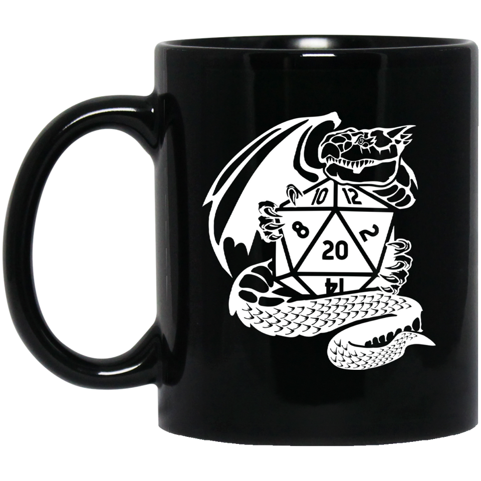 Dragon Fantasy RPG Dice Mug | Dungeon Master Mug | Tabletop RPG | Tabletop Games | RPG Mug | Role Playing Game Mug 11 oz. Black Mug