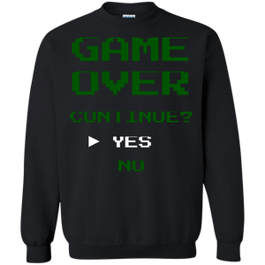 Game Over Continue Video Gaming Crewneck Pullover Sweatshirt  8 oz. Game Over Continue Video Gaming Crewneck Pullover Sweatshirt  8 oz.
