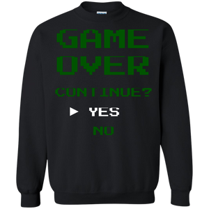 Game Over Continue Video Gaming Crewneck Pullover Sweatshirt  8 oz.
