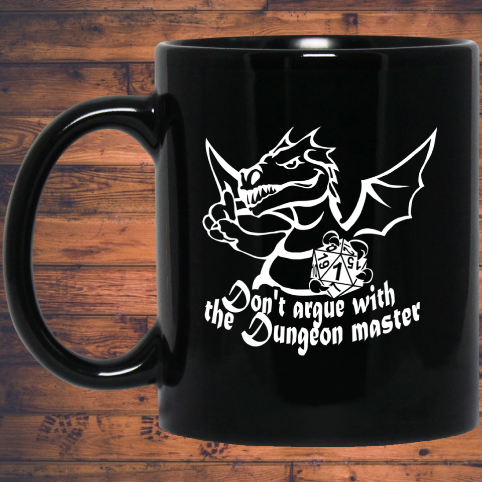 Dungeon Master Dragon Fantasy RPG Dice Mug | Dungeon Master Mug | Tabletop RPG | Tabletop Games | RPG Mug | Role Playing Game Mug 11 oz. Black Mug