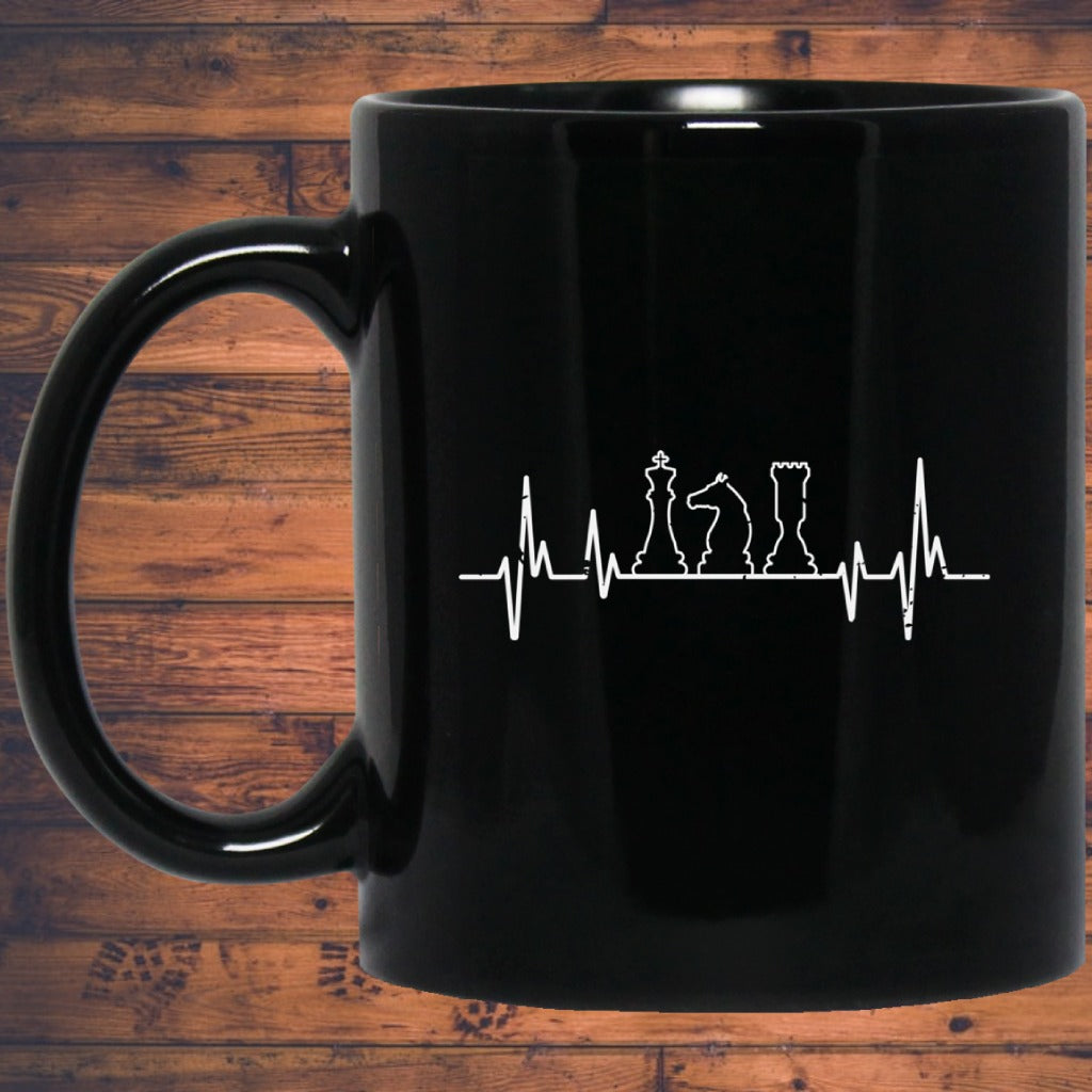 Chess Pieces Heartbeat Mug / Chess Gift Mug / Chess Lover 11 oz. Black Mug Main image