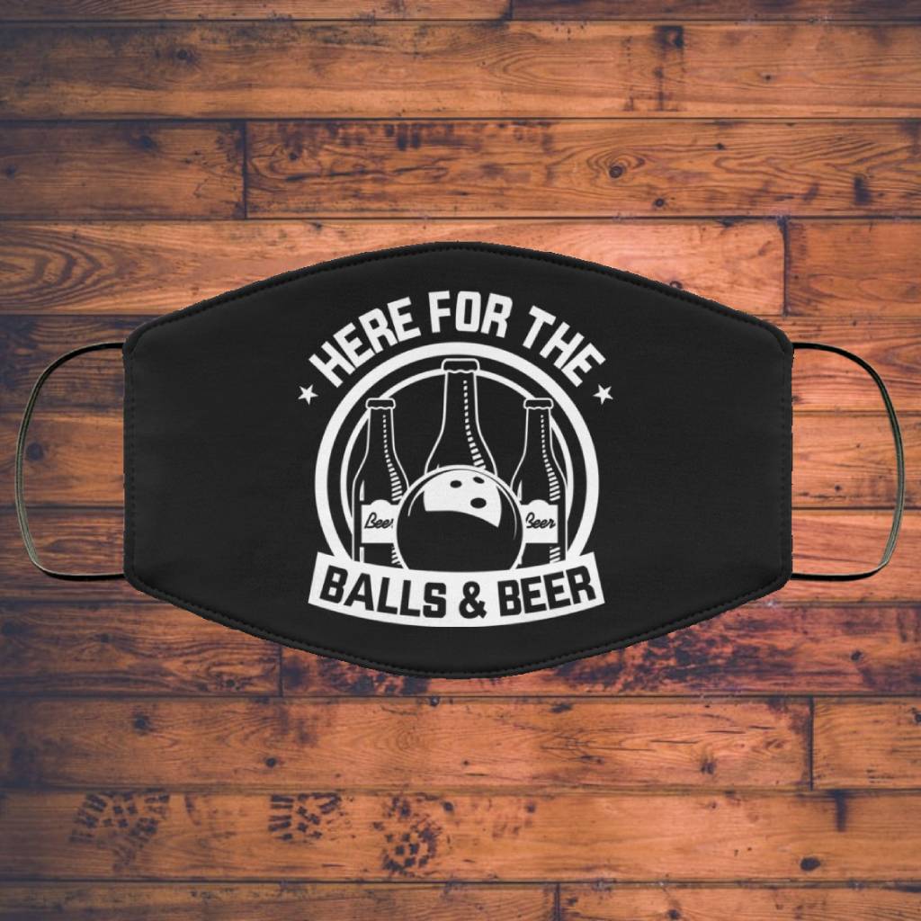 Here For The Balls and Beer - Bowling Lover Face Mask Main image