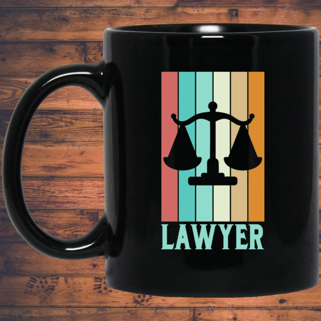 Lawyer Scales Of Justice Mug | Lawyer Retro Mug | Lawyer In Training Black Mug Main image