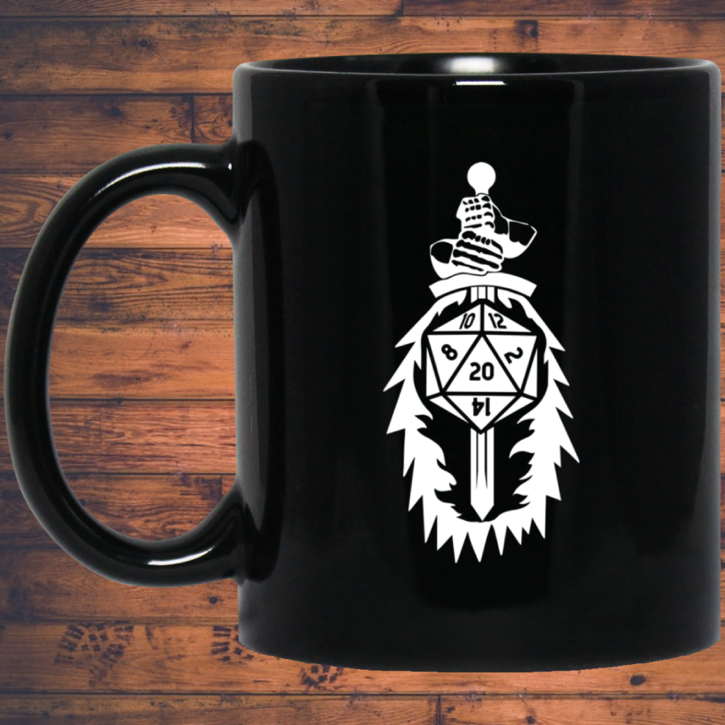 Paladin Dragon Fantasy RPG Dice Mug | Dungeon Master Mug | Tabletop RPG | Tabletop Games | RPG Mug | Role Playing Game Mug 11 oz. Black Mug Main image