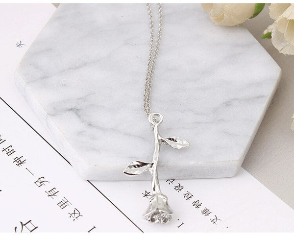 Collier Rose Gold Rose Statement Pendant Necklace