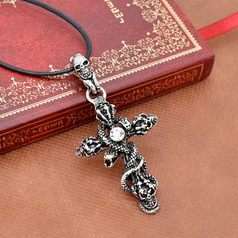 snake necklace, skull necklace, snake chain, snake pendant Main image