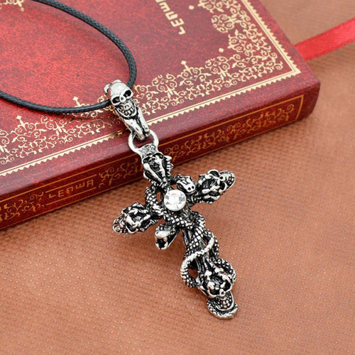 snake necklace, skull necklace, snake chain, snake pendant