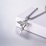 Uzi Gun Necklace Gun Necklace | Uzi Pistol | Titanium Steel High | Fashion Streetwear | Uzi Sub Machine Gun