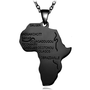 Africa Map Stainless Steel Pendant Necklace africa necklace, african necklace, africa pendant, gold africa necklace, africa pendant gold