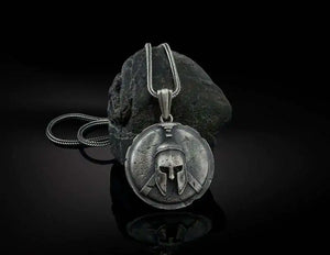 Spartan Shield Pendant Necklace - Greek Warrior Spartan Necklace Spartan Shield Pendant Necklace - Greek Spartan Necklace