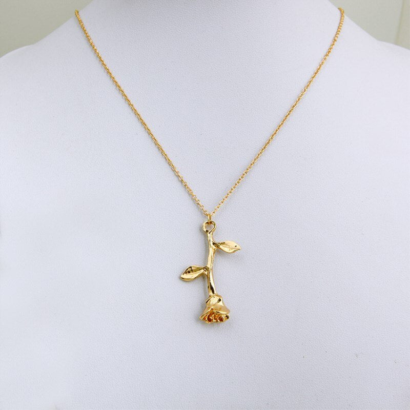 Collier Rose Gold Rose Statement Pendant Necklace
