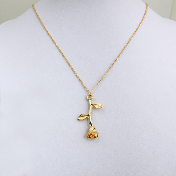 Collier Rose Gold Rose Statement Pendant Necklace