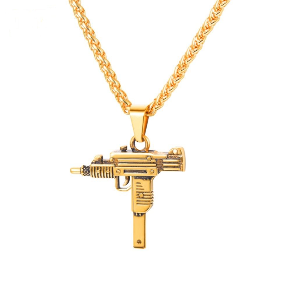 Gun Necklace | Uzi Pistol | Titanium Steel High | Fashion Streetwear | Uzi Sub Machine Gun