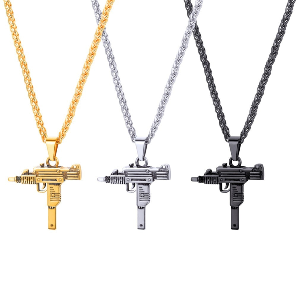 Gun Necklace | Uzi Pistol | Titanium Steel High | Fashion Streetwear | Uzi Sub Machine Gun