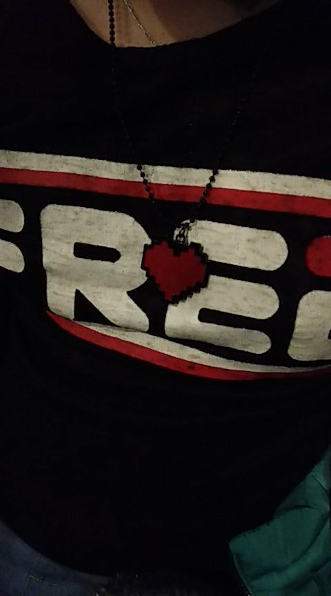 Pixel Heart Retro Video Game Necklace