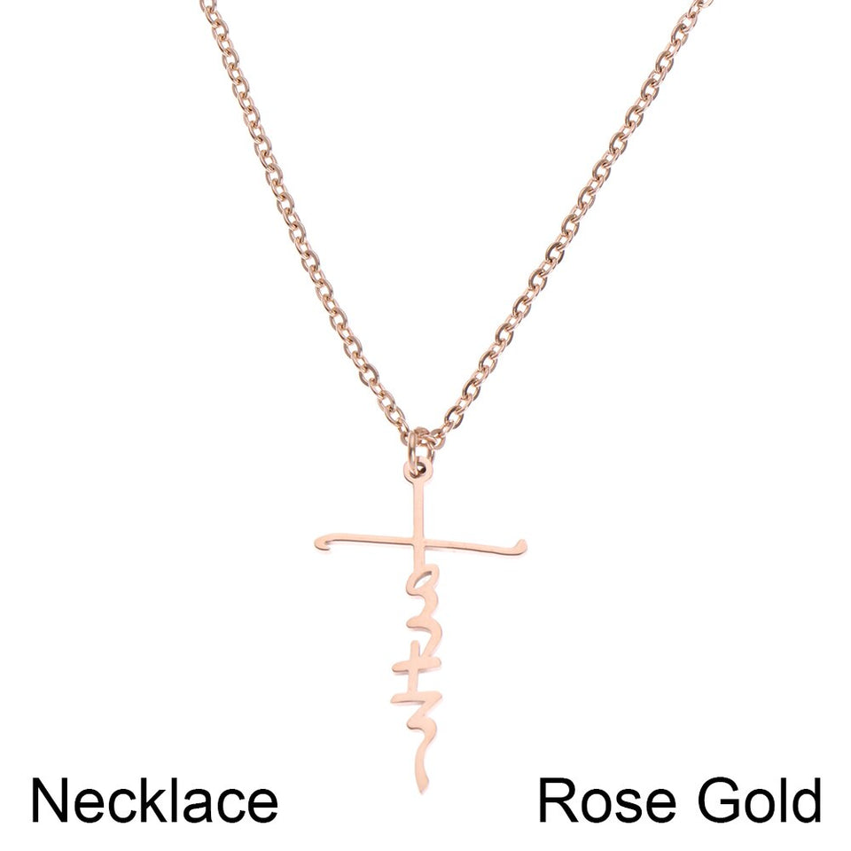 Faith Stainless Steel Pendant Necklace