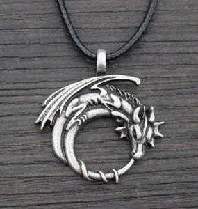 Winged Dragon On Moon Pendant Necklace dragon necklace, dragon pendant
