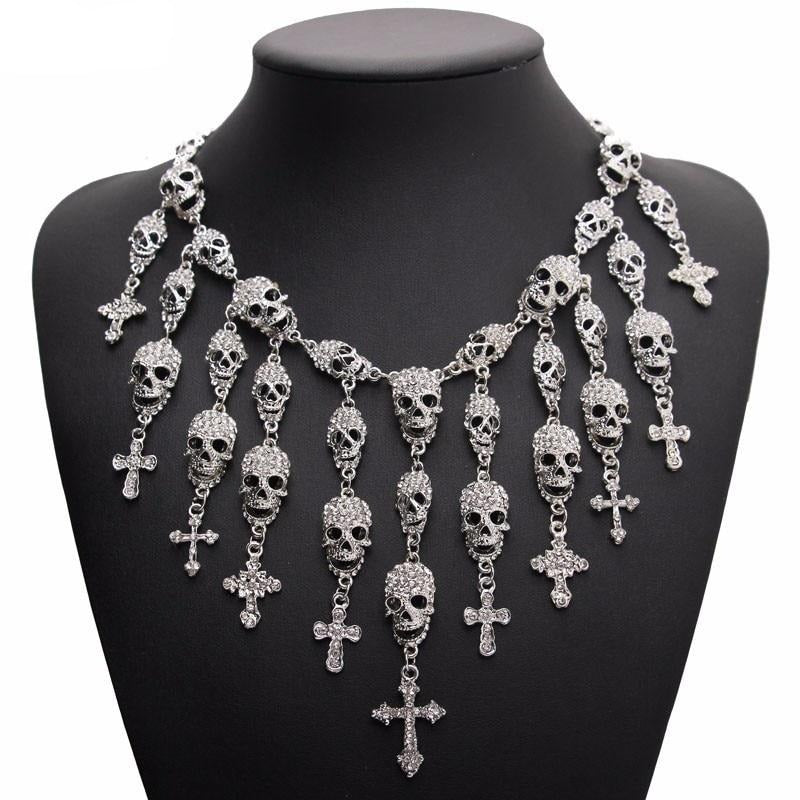 skull necklace, goth necklace, emo necklace Main image