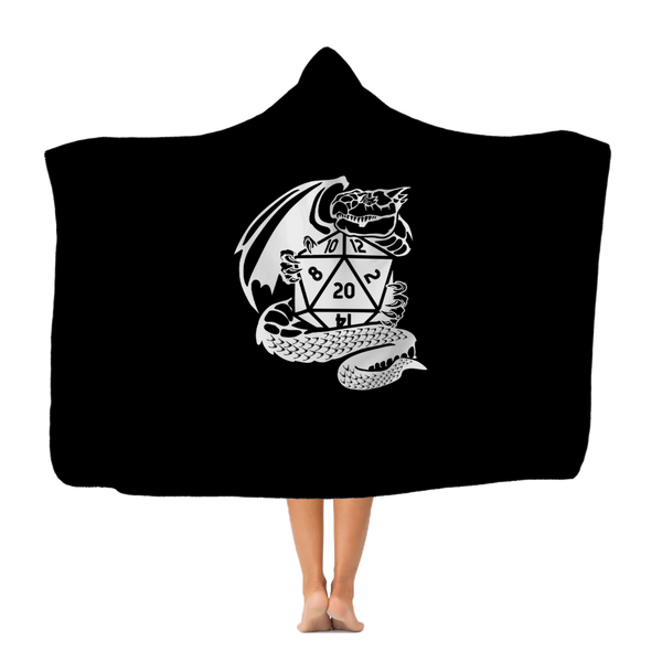 Dragon Fantasy RPG Dice Hooded Blanket | Dungeon Master | Tabletop RPG | Tabletop Games | RPG Blanket | Role Playing Game Hooded Blanket