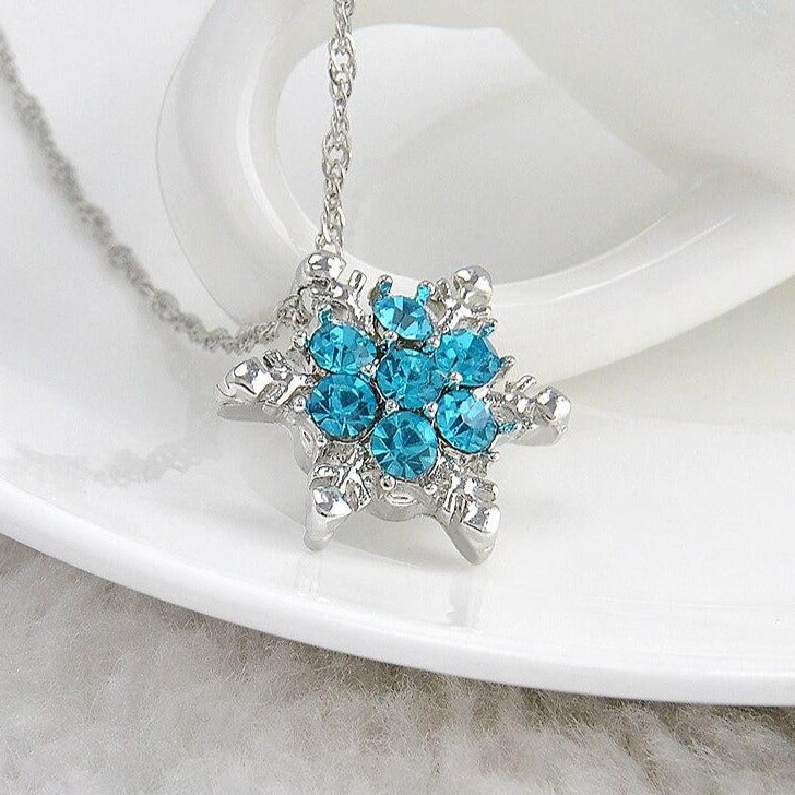 snowflake necklace, snow necklace