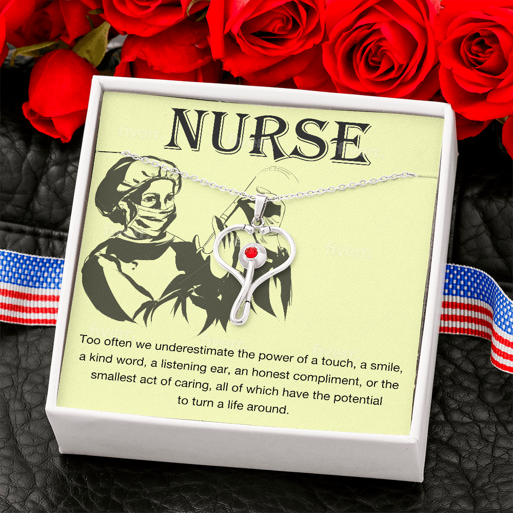 Stethoscope Nurse Necklace | Nurse Gift | Nurse Jewelry | Nurse Graduation | Registered Nurse | RN Stethoscope Necklace Secondary image