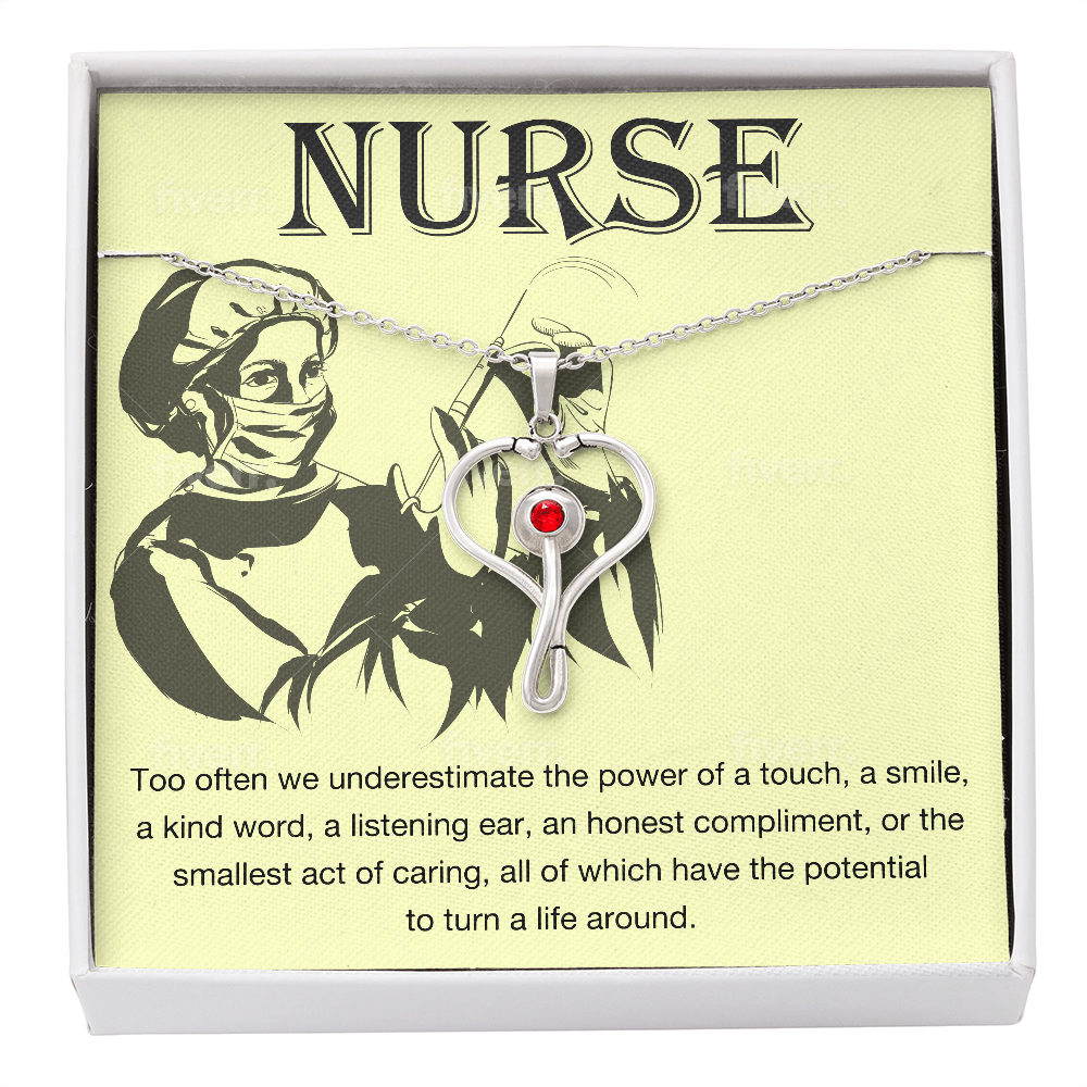 Stethoscope Nurse Necklace | Nurse Gift | Nurse Jewelry | Nurse Graduation | Registered Nurse | RN Stethoscope Necklace Main image