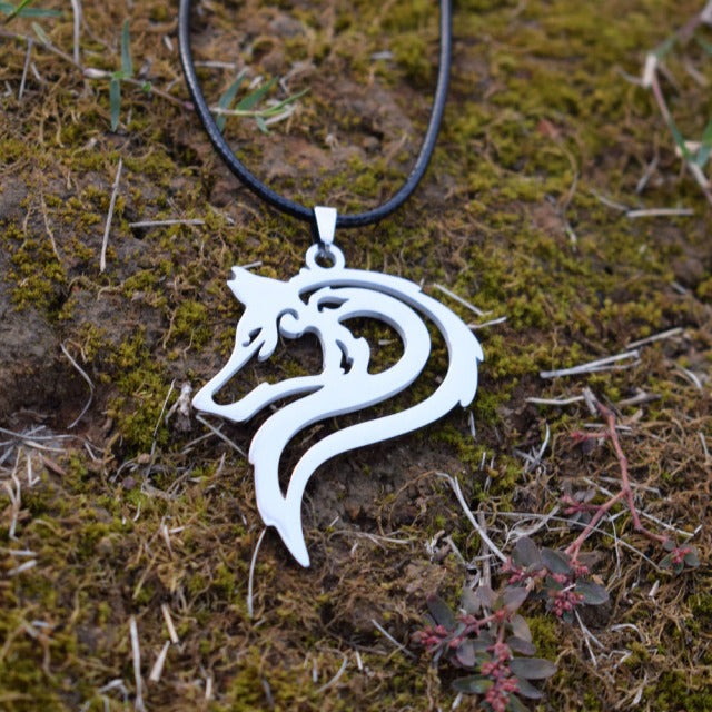 Fenrir Wolf Head Necklace | Norse Mythology Wolf Necklace