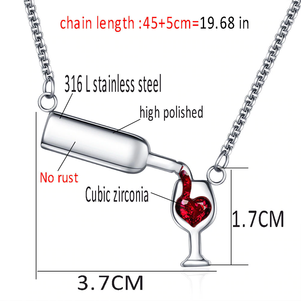 wine glass necklace, wine necklace