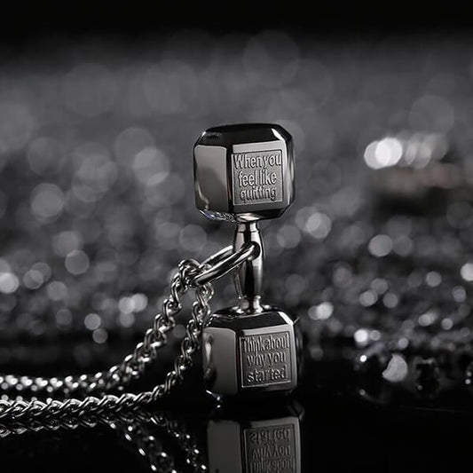 Motivational Dumbbell Gym Fitness Necklace