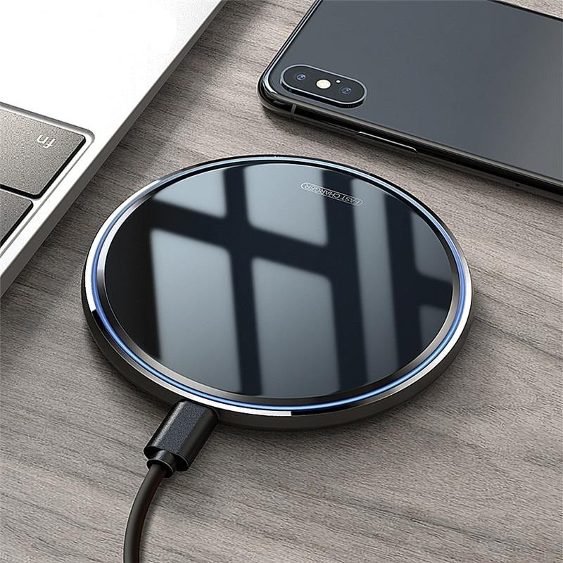Rock Metal Wireless Charger - Fast Charging for iPhone 8 X XR XS Max Samsung S10 S9 Desktop Wireless Charger Pad Main image